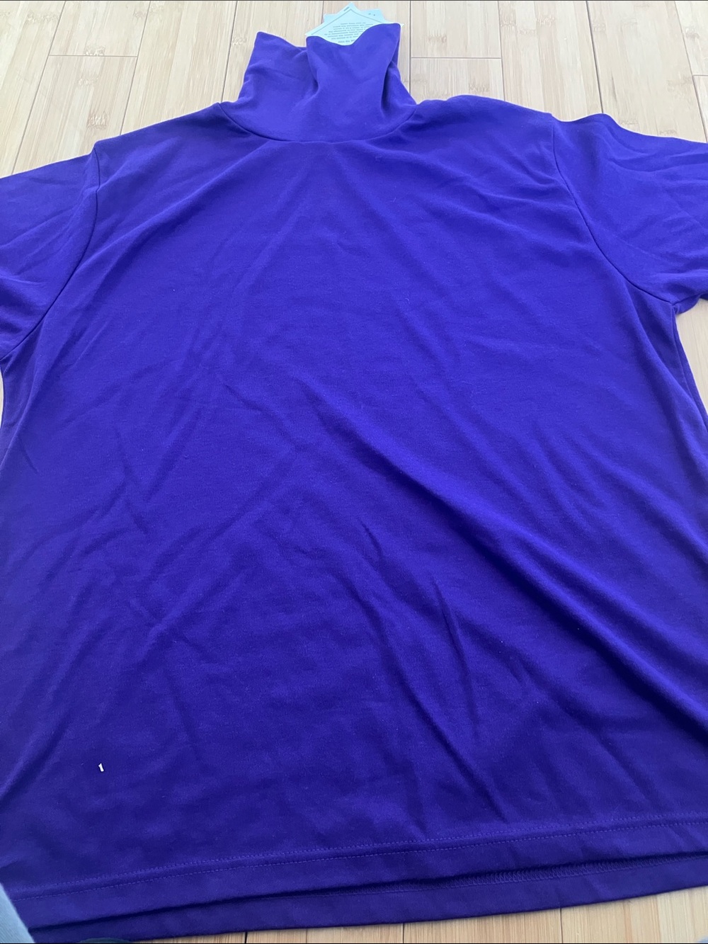 Women's Purple Short-Sleeve Turtleneck Blouse
